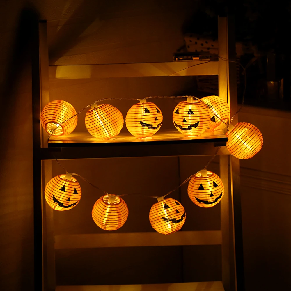 1 Set 10 LEDs Halloween Pumpkin String Lights 3D Halloween Party Home DIY Decor Props 1.2M Warm White Battery Operated Light (4)