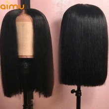 13x6 предварительно выщипать Блант Cut Боб Синтетические волосы на кружеве парик с ребенком волосы 250 Плотность Прямо перуанский девственница человеческих волос парики для черный Для женщин