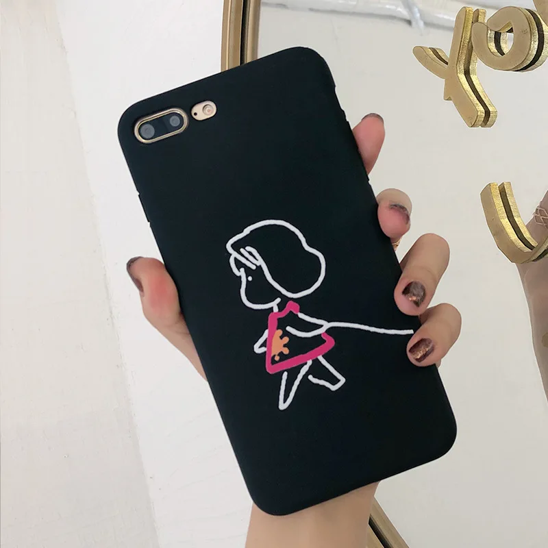 JAMULAR для милых девочек собака пара чехол iPhone 7 6 6s XS MAX XR 8 Plus арт Line мягкий матовый