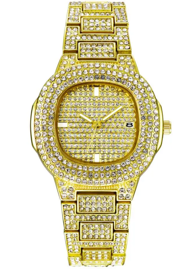 Модные часы из розового золота для женщин и мужчин, роскошные золотые кварцевые часы для пары, часы с календарем, часы со стразами, серебро - Цвет: gold women