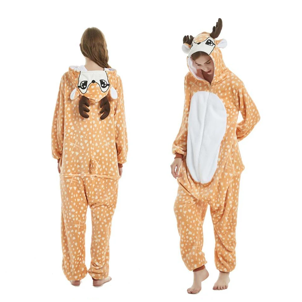 Новый Onesie Оптовая продажа животных кигуруми стежка Единорог Комбинезоны для взрослых унисекс для женщин с капюшоном пижамы зима фланель