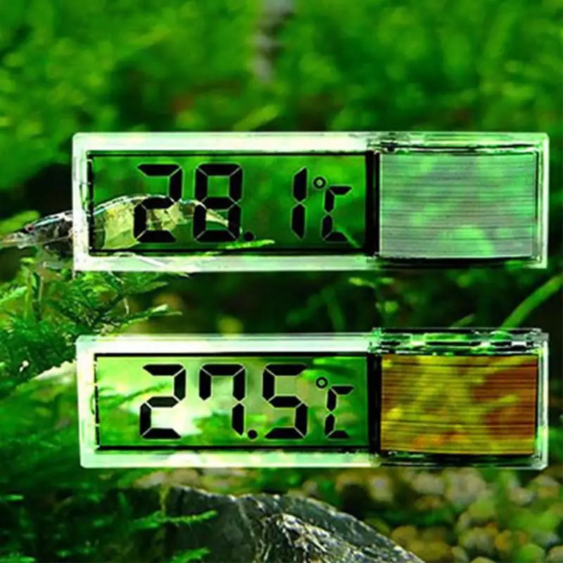 

New Design Plastic + Metal Fish Tank 3D Digital Electronic Aquarium Thermometer Transparent Crystal Glass Shell Shape