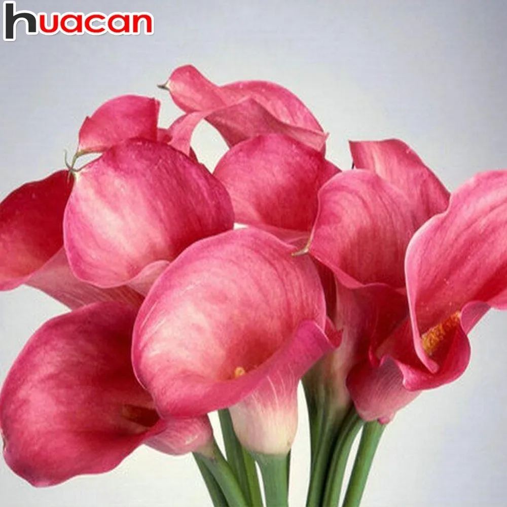 

HUACAN Diamond Mosaic Flower Painting With Diamonds Full Drill Square Diamond Painting Decor Home Diamond Embroidery Handmade