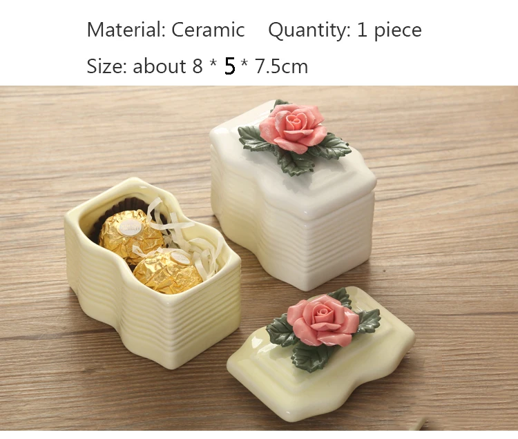 Aqumotic Керамика C розами, подарок Коробки декоративные бутылки красочных банок 1 шт. Свадебная коробочка для сладостей кольца банки для бусины маленький микс драгоценный камень