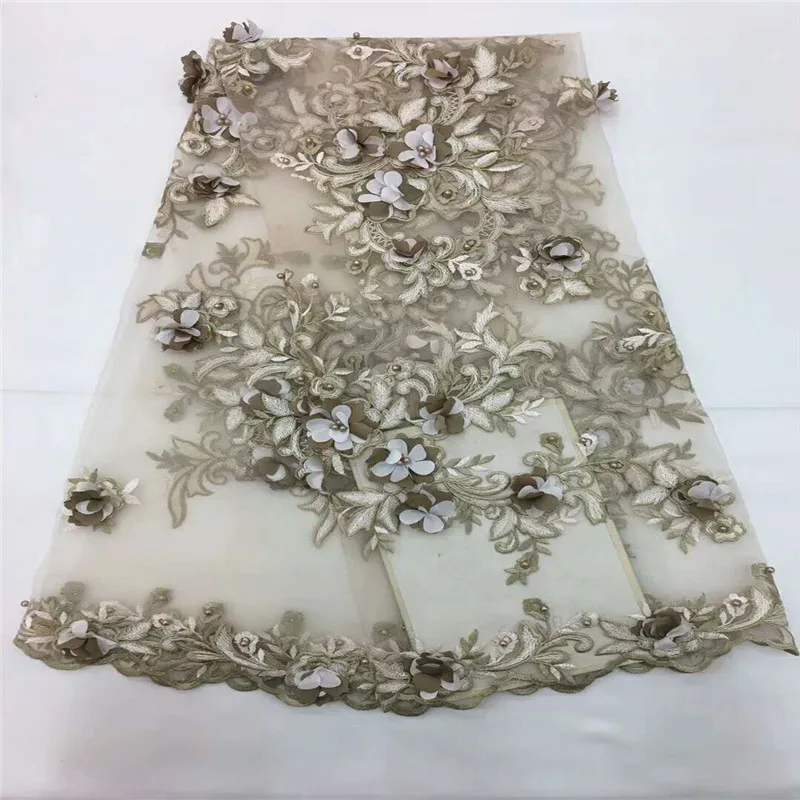 

2018 Latest Nigerian Laces Fabrics with beaded Tulle African Laces Fabric Wedding French Tulle Lace HX863-1