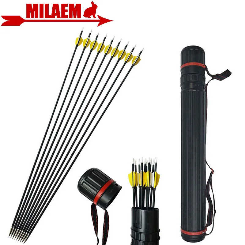 

12pcs 31inch Archery Carbon Arrow Composite Carbon Fiber With Arrow Quiver Spine 1000 Compound /Recurve Bow Hunting Accessories