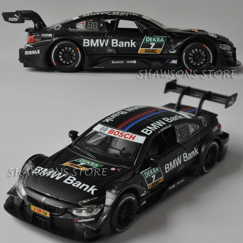 Diecast Car Model Toys 1:32 M4 DTM Racing Team Painting Pull Back Replica with Sound& Light