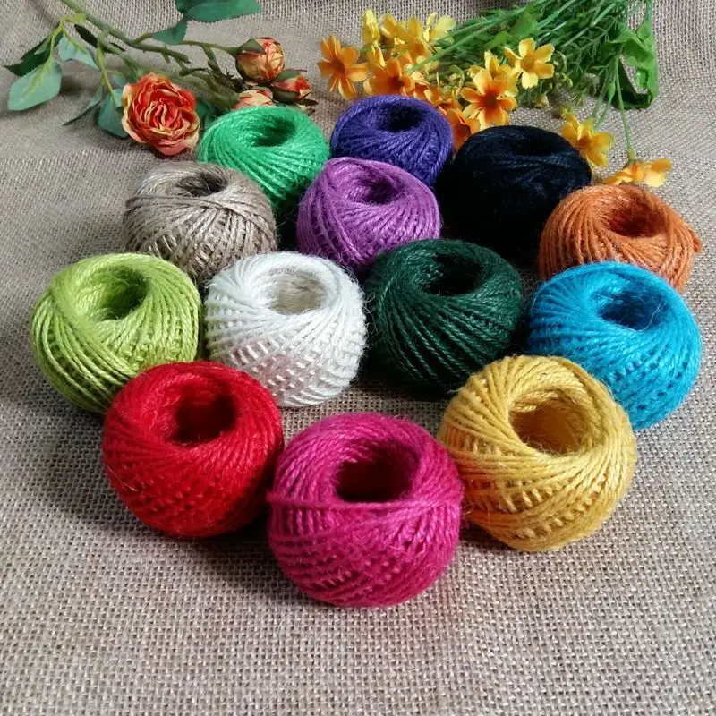 

1Roll 25M Multi Colors Natural Burlap Hessian Jute Twine Cord Hemp Rope String 2mm Gift Box String Cord Wedding Tags Decoration