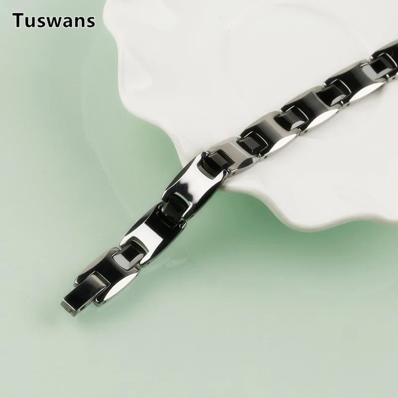 Модный 10 мм широкий черный керамика лаконичный стиль браслеты из карбида, вольфрама и браслеты для мужчин здоровье Шарм подарочные браслеты и ювелирные изделия