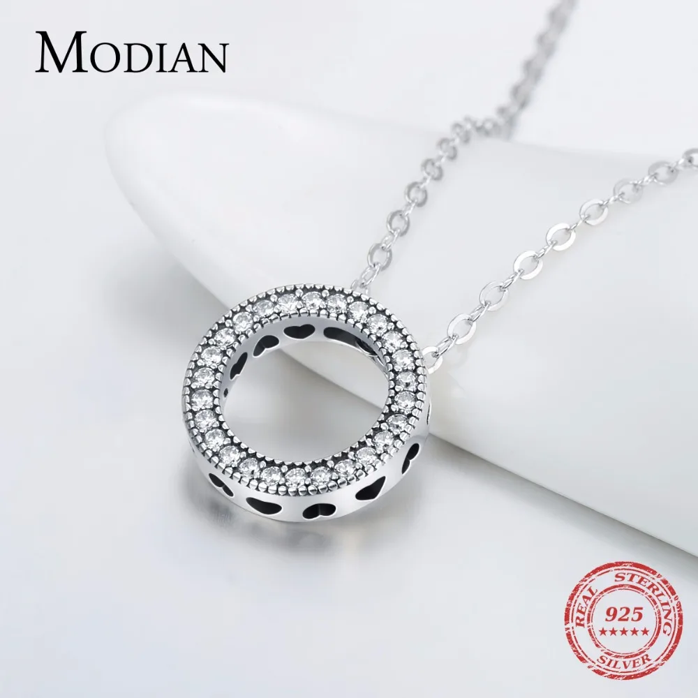 Modian Romantic Real 925 Sterling Silver Fashion Round Hearts Necklace For Women Fantastic Life Wedding Necklaces Jewelry Gift - Image 4