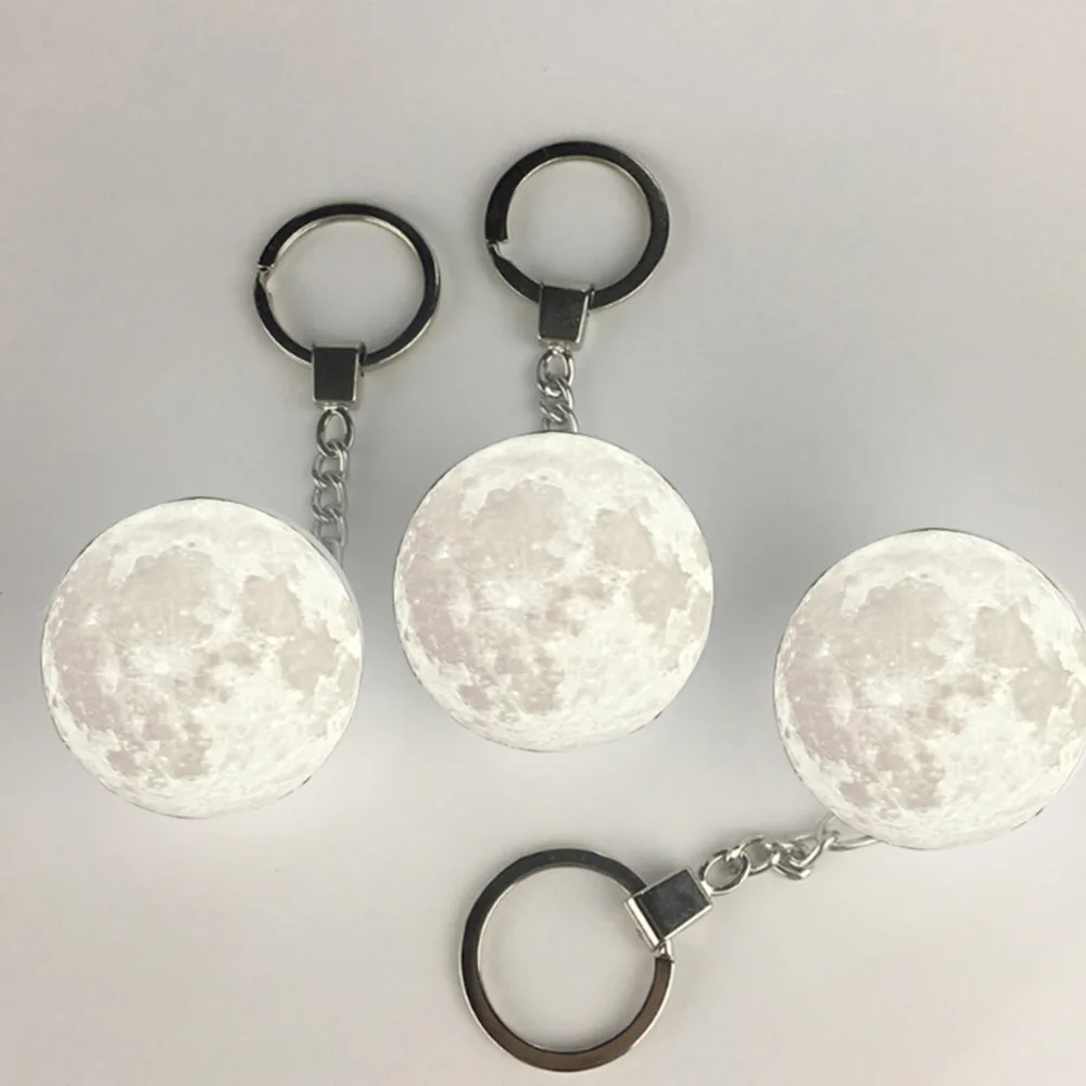 

2019 New Creative Portable 3d Unique moon shape decoration Keychain Night Light - White White Light durable and practical gift