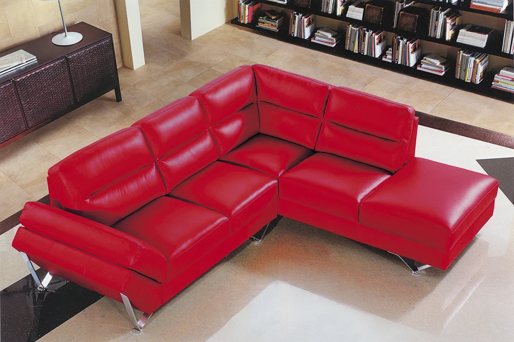 

cow genuine/real leather sofa set living room sofa sectional/corner sofa set home furniture couch L shape modern read color