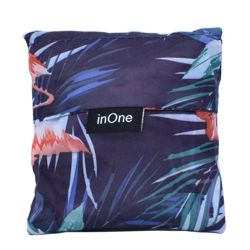 

INONE 2018 Women Foldable Eco Shopping Bag Tote Pouch Portable Reusable Grocery Storage Flamingo with Leaf Heavy Duty Bag Outlet