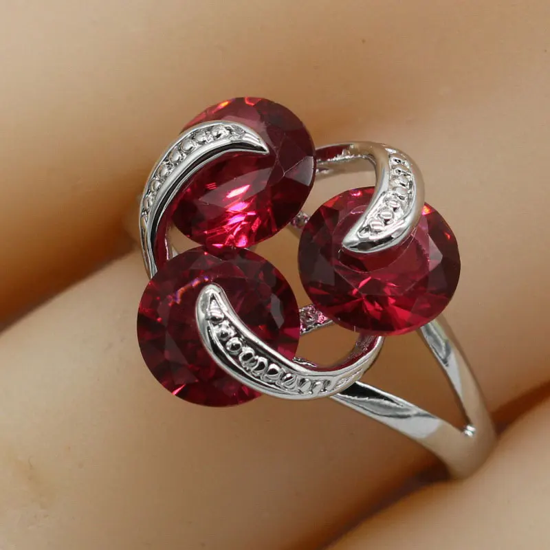 925 Sterling Silver Rings for Women Fashion Round Green Blue Semi-precious Stone Ladies Daily Ring Rings Free Jewelry Gift Box