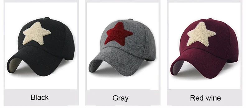 Модные шерстяные Бейсбол Кепки Регулируемая Snapback шляпа Star Полотенца вышивка Кепки шапка для Для женщин Бейсбол шляпа Для мужчин