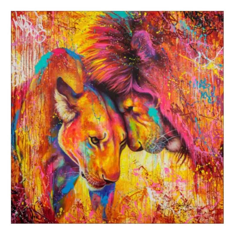 

Lions 5D DIY Diamond Painting Round Canvas Resin Diamond Perfect Size 2.8 mm Craft Embroidery Cross Stitch Home Decor Gift E5M1