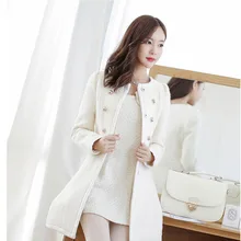 Теплое Женское пальто Cashmer с меховым воротником, Женская шерстяная куртка, элегантное пальто и куртка