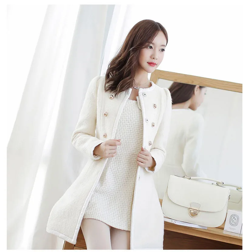 

Warm Women Cashmer Coat Fur Collar Women's Woolen Jacket Elegant Coat and Jacket