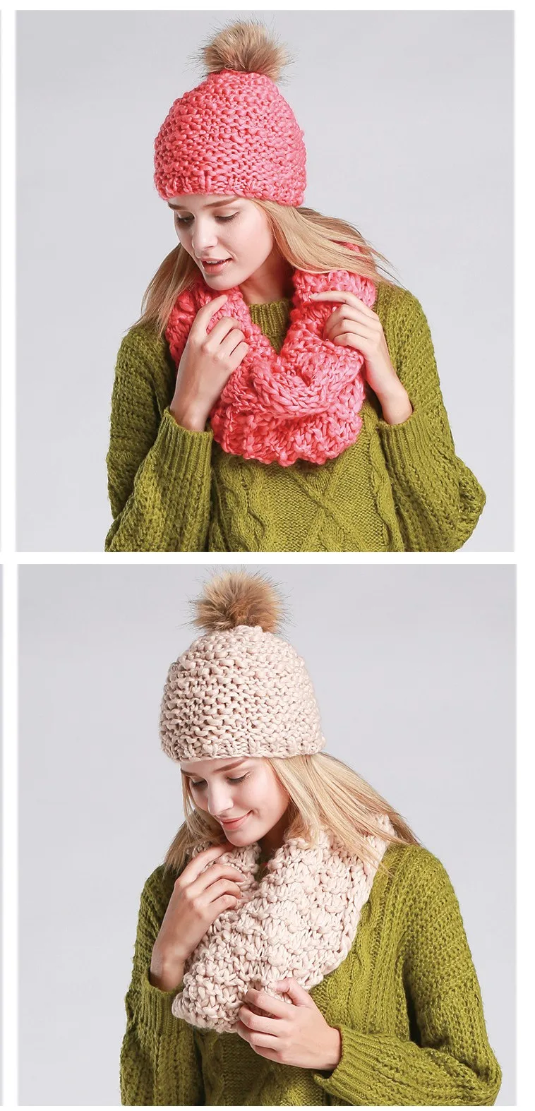 Модный комплект из 2 предметов, шапка и шарф для женщин, шапочки для женщин, женские теплые шерстяные вязаные шапки бини, зимняя шапка и шарф для женщин