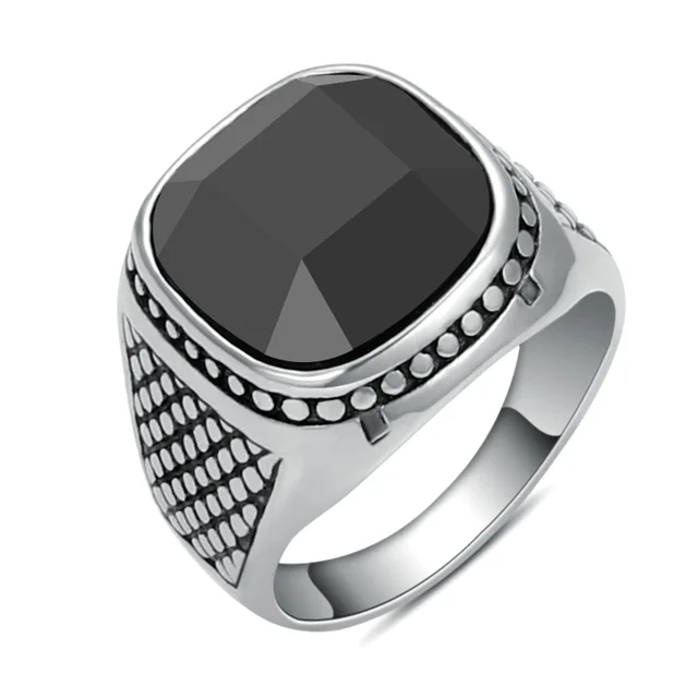 Aliexpress.com : Buy Top Fashion Stainless Steel Black Stone Rings For ...