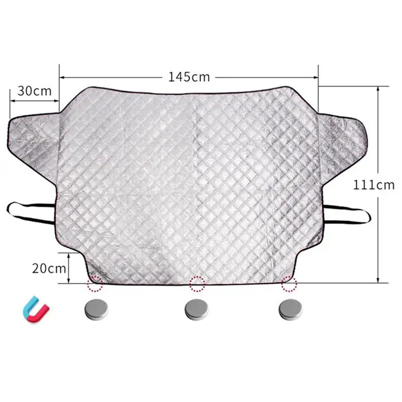 VORCOOL 145x111 см автомобильный солнцезащитный козырек, уплотненный складной козырек на лобовое стекло, магнитный утолщенный теплоотражающий солнцезащитный экран