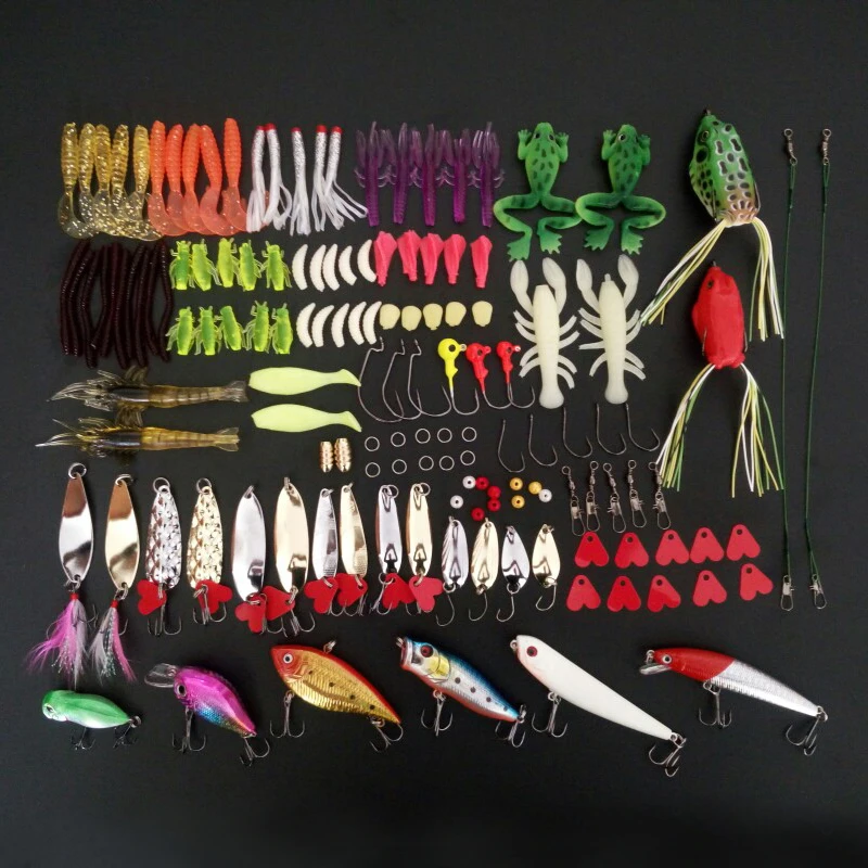 139pcs/ Fish Hooks Soft Fishing Baits Set High Carbon Steel Bait will move insects. Fish Plastic Fishing Lures Tool Accessories