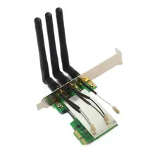 YOC Горячая новинка мини PCI-E к PCI-E Express X1 беспроводной wifi адаптер карта с 3 антеннами