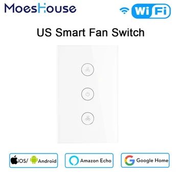 

US WiFi Smart Ceiling Fan Switch APP Remote Timer and Speed Control Compatible with Alexa and Google Home No Hub Required