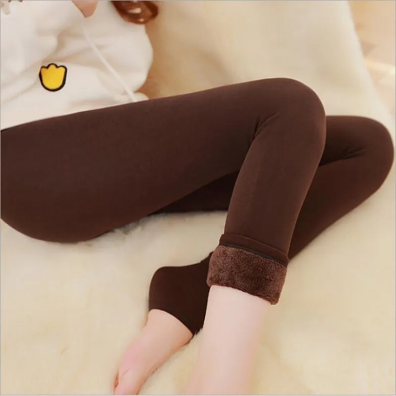 

JESDEVICO 2019 New Elastic Leggins Velvet legging Women Autumn Winter Warm fleece Female Plus Size Velvet black Stretchy pants