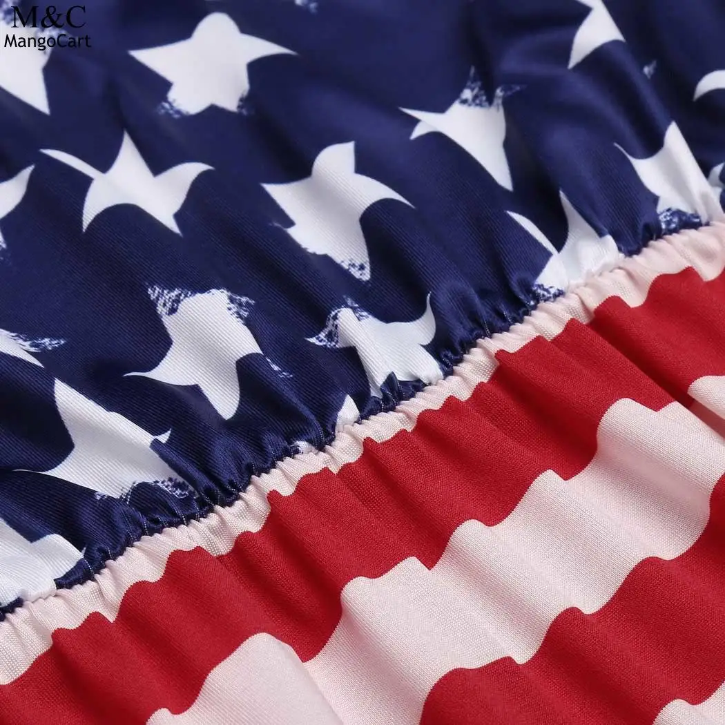 Neck Flag Scoop American Stars And Stripes Print Dressin Dresses from