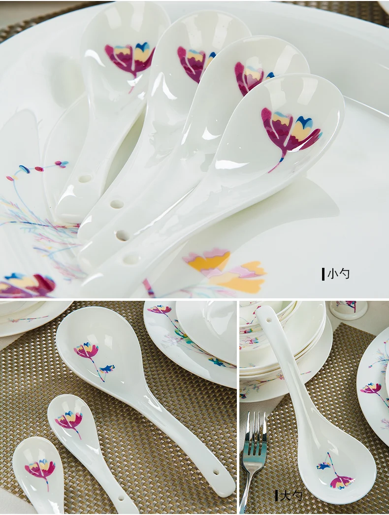 Porselen yemek takimlari набор столовых приборов, столовый сервиз, набор посуды из костяного фарфора, комплект посуды, чаша и тарелка, домашний корейский стиль