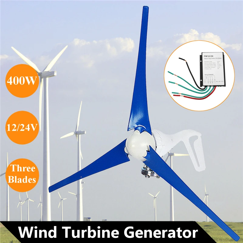 

400W Wind for Turbine Generator 12V/24V 3 Blades & Charge Controller Wind Generater With Accessories Fit for Home Or Camping