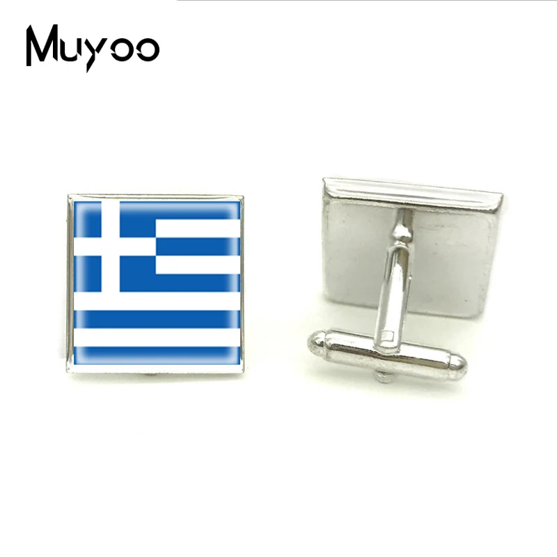 2018 New Flag of Greece Square Cufflink Glass Photo High Quality