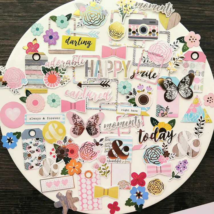 70pc Beautiful Flowers Cardstock Die Cuts for Scrapbooking Happy