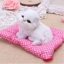 Simulação animal boneca gato carro com som vívido brinquedo de pelúcia ornamentos gatinho decoração interior casa brinquedos gatos