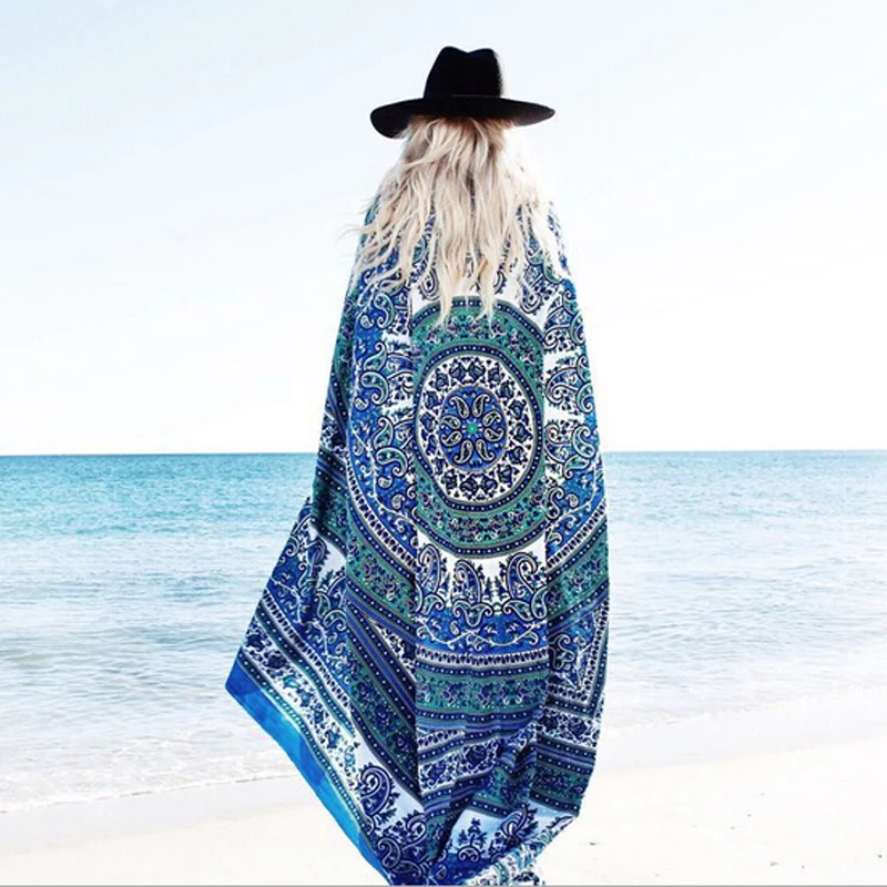 

Colorful Beach Towels Swimming Bath Towel Letter Print Picnic Serviette Indian Mandala Throw Tapestry cotton beach cover up