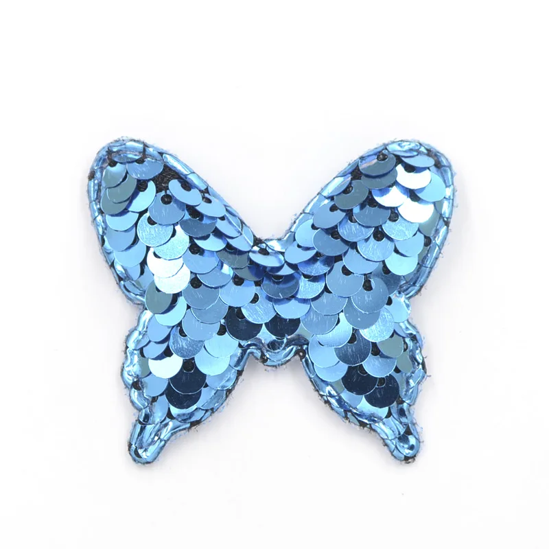 16 шт. 44*52 мм блестки патчи бабочки аппликации для рукоделия одежды Швейные принадлежности "сделай сам" заколки для волос аксессуары F30 - Цвет: Blue