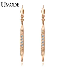 UMODE Brincos Female With Rose Gold Plated Austrian Rhinestones Stud Earrings For Women Luxury Jewelry Long Earrings AJE0168