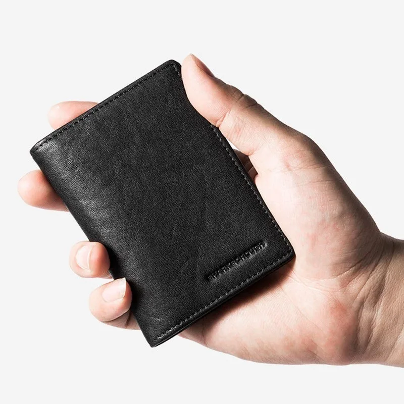 

Short Wallet Genuine Leather Mini Penny Package Card Package top grain leather wallets small money holder beautiful gift box