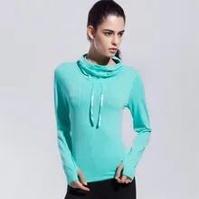 CKAHSBI футболки с длинными рукавами для женщин Йога Спортивные Компрессионные колготки спортивная одежда фитнес быстросохнущие топы с капюшоном рубашки быстросохнущие