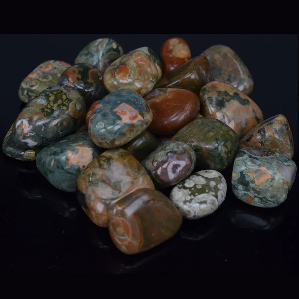 500g/lot Green Rainforest Jasper Quartz Crystal Gem Stone Tumbled Stones Feng Shui Chakra Healing Reiki Stone