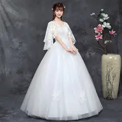 Модные Новый Вышивка mariage белый v-образным вырезом свадебные платья свадебное платье с бисером кружевное свадебное платье