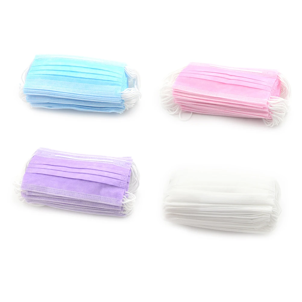 

50Pcs Colorful Anti-Dust Disposable Surgical Medical Salon Earloop Face Mouth Masks 3 Layers Dustproof Facial Protective Masks