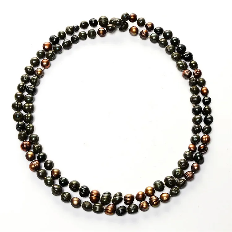

JIUDOU Necklaces 12-13mm Genuine Freshwater Pearl Necklace black&gold Natural Cultured Pearl Necklace For Women Free Shipping