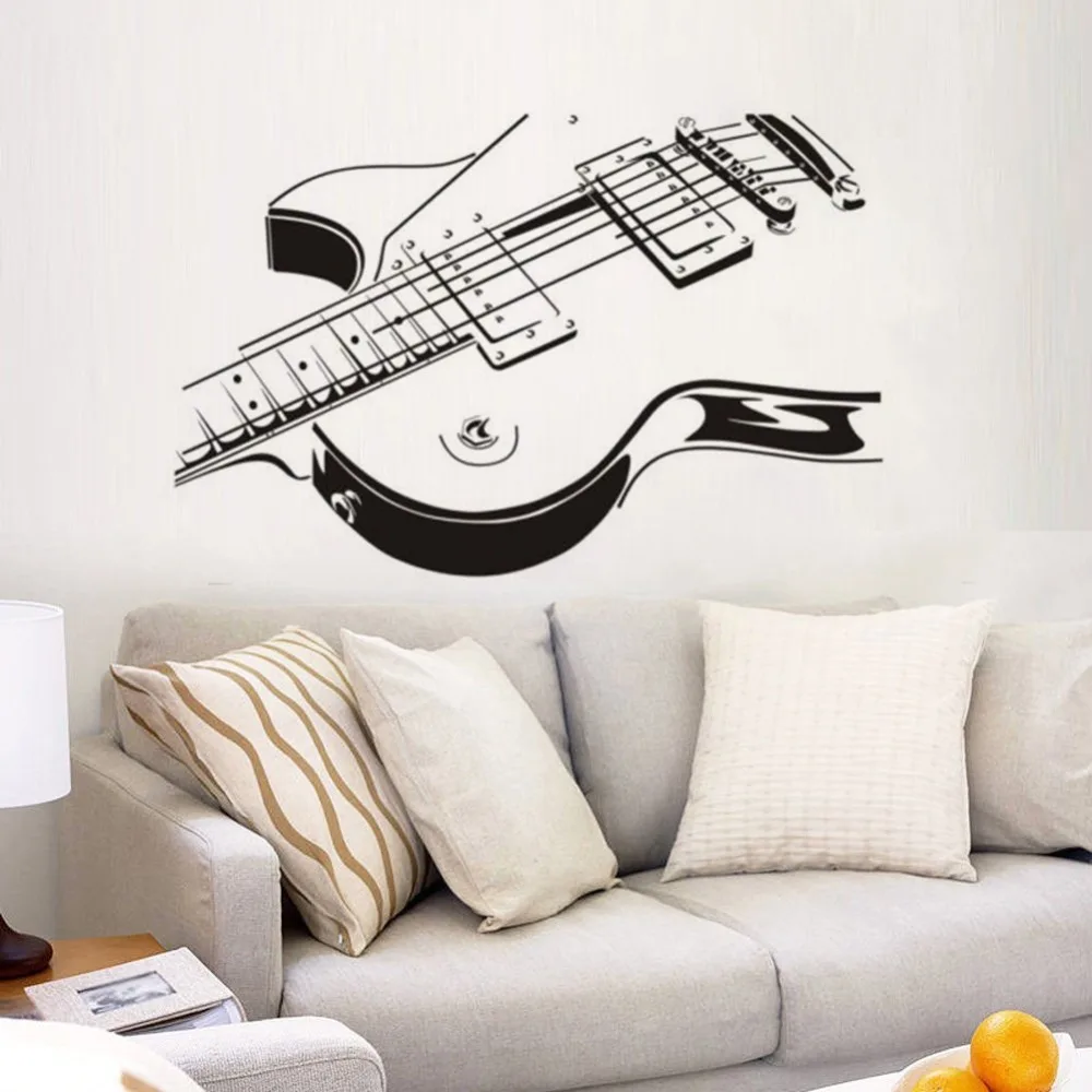 

Guitar Wall Stickers Music Art Wall Decal Home Decorations Guitar Design Removable Wallpaper Musical Instrument Wall Art AY1509