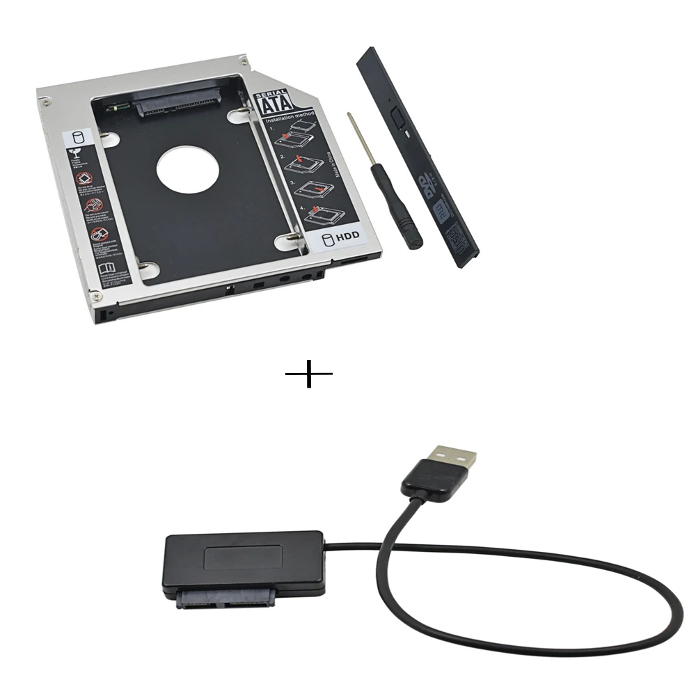 TISHRIC Универсальный алюминиевый 2 ой HDD Caddy 12 7 мм SATA 3 0 Box для 5 ƍ/9/9. 5/12. SSD DVD ROM Optibay + USB
