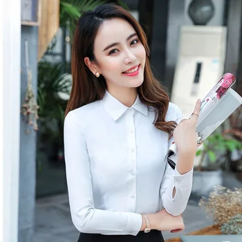 

Ladies Elegant Long Sleeve Uniform Styles Blouses & Shirts For Women Business Work Wear Female Tops Blouse Clothes Spring Fall