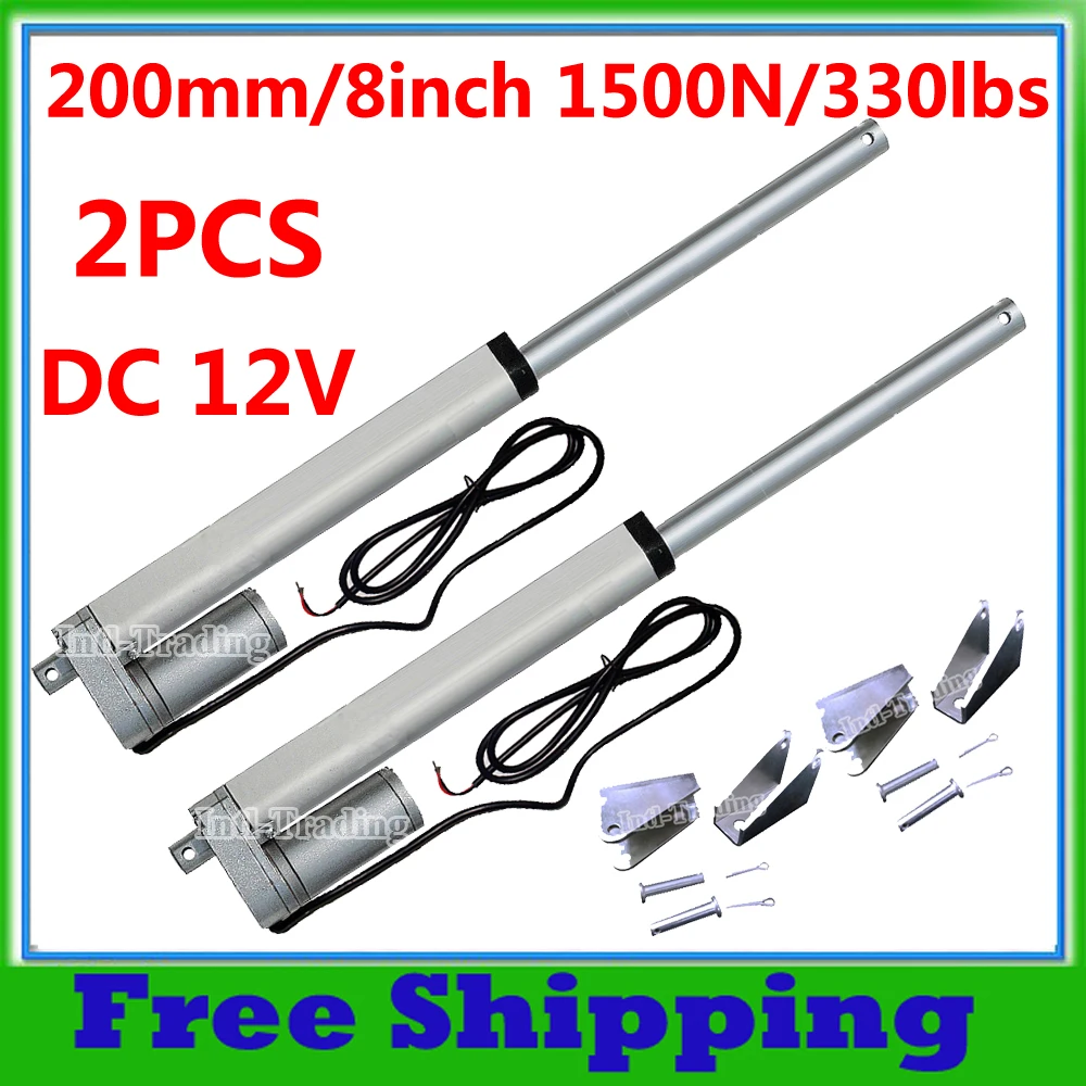 Set of 2X Heavy Duty 8/" Stroke Linear Actuator 330lbs 12V DC Motor for Car Door