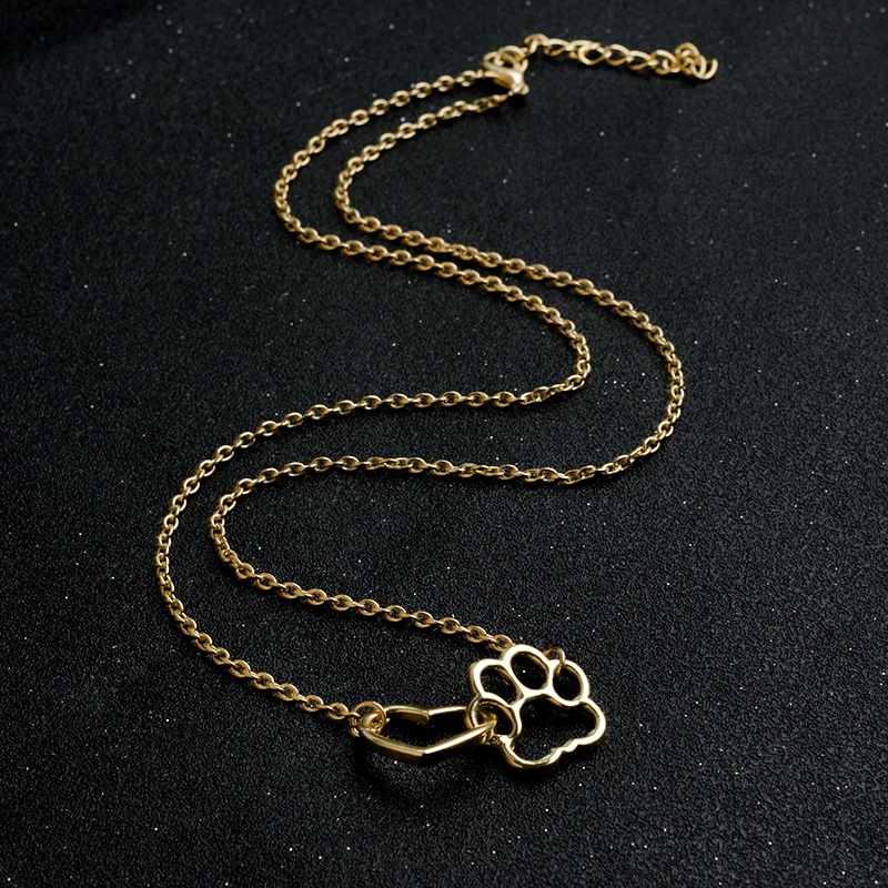 Полые связанные сердце лапа отпечаток лапы собаки подвеска с когтями ожерелья Золото Серебро собака животное ювелирные изделия подарок для любителей собак