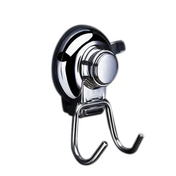 

High Quality 2 PCS Stainless Steel Suction Cup Vacuum Double Hook No Drilling Non-mark Bathroom Kitchen Shower